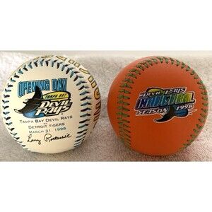 Vintage Lot of (2) Tampa Bay Devil Rays Inaugural Season Baseballs March  1998